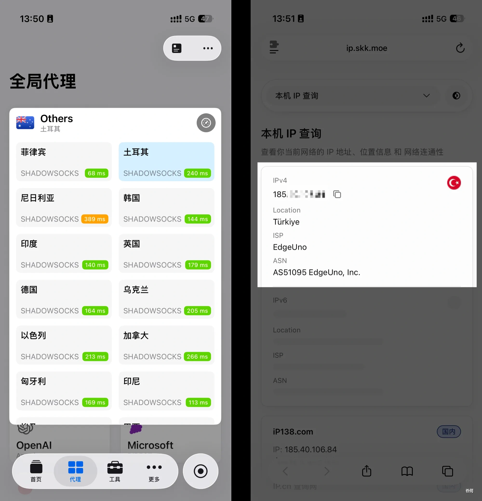 土耳其节点 IP 检测示例